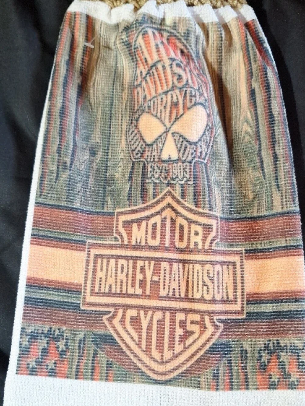 New Artisan Handmade Harley Davidson Hanging Kitchen Towels Crochet Top
